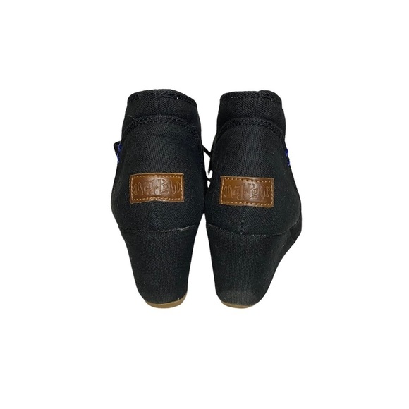MAD LOVE | Black Canvas Wedge Ankle Boots Size 5/6 - Picture 4 of 7